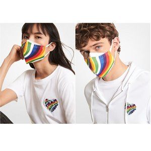 ❤️ Michael Kors Wavy Rainbow Stretch Cotton Face Mask 💜
